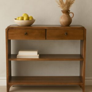 Solid Mango Wood Chestnut Finished Ellington 2 Drawer Console Table