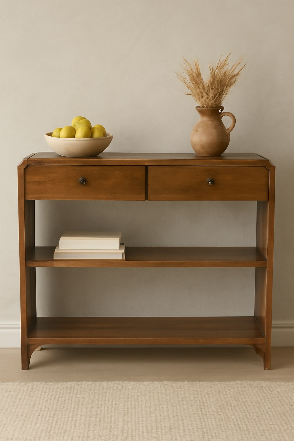 Solid Mango Wood Chestnut Finished Ellington 2 Drawer Console Table