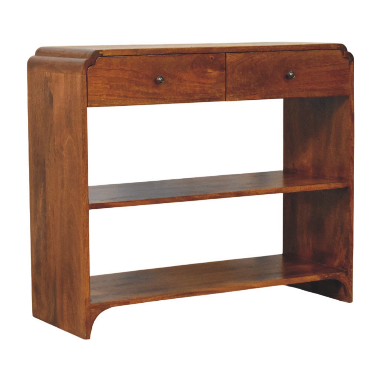 Solid Mango Wood Chestnut Finished Ellington 2 Drawer Console Table - Image 3
