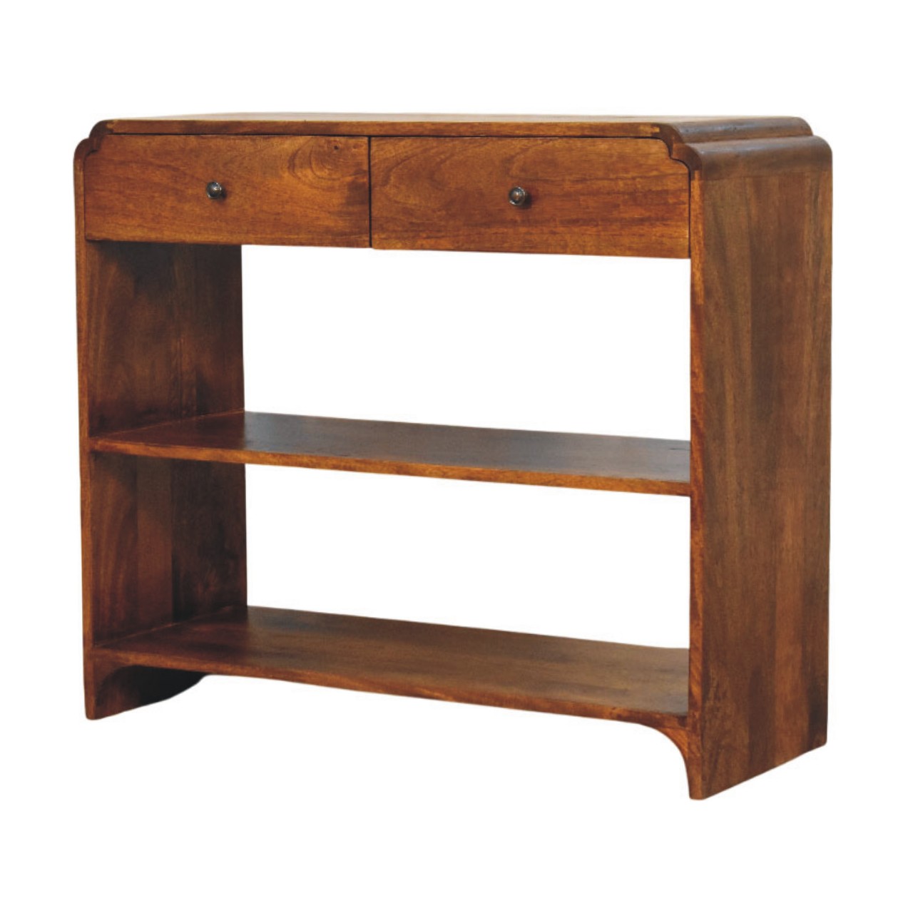 Solid Mango Wood Chestnut Finished Ellington 2 Drawer Console Table - Image 4