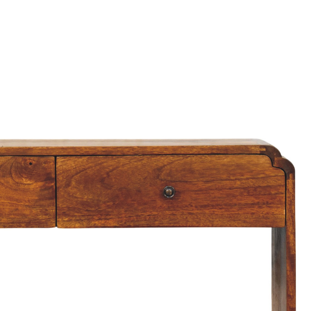 Solid Mango Wood Chestnut Finished Ellington 2 Drawer Console Table - Image 5