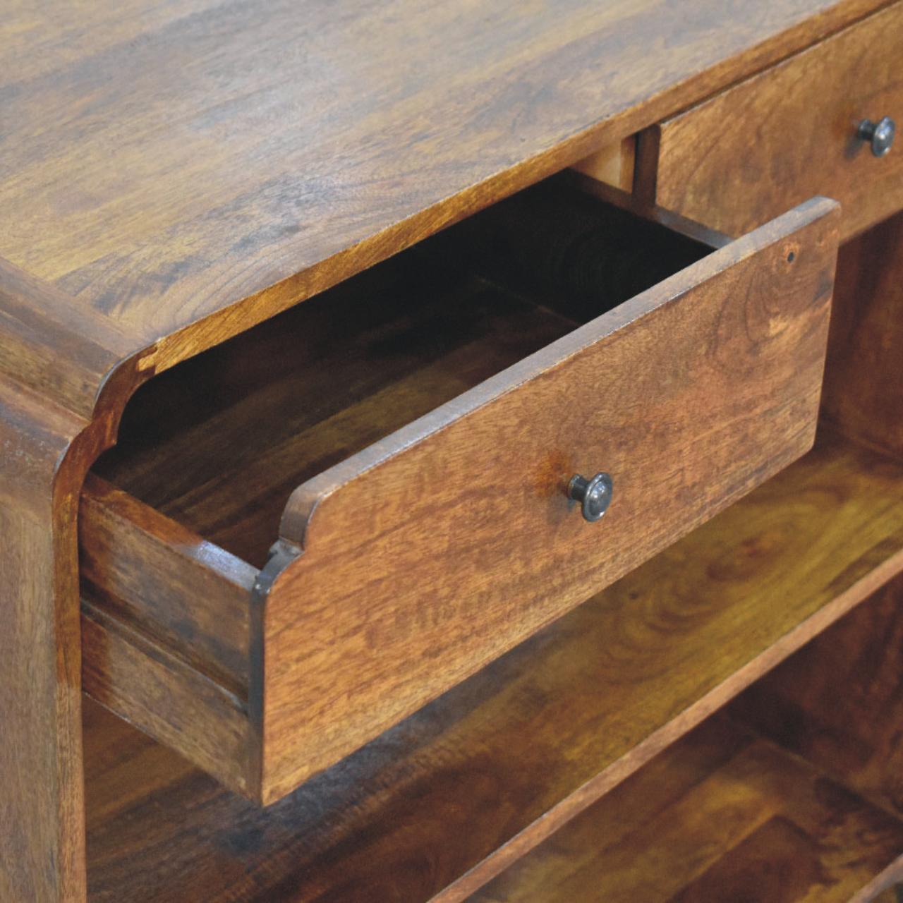 Solid Mango Wood Chestnut Finished Ellington 2 Drawer Console Table - Image 7