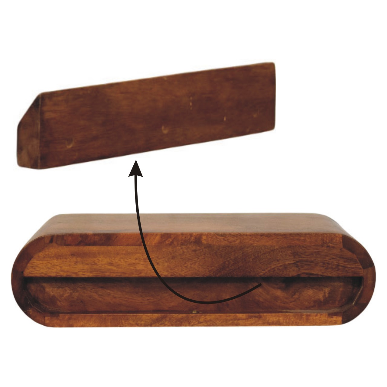 Solid Mango Wood Amber Oak Finished Solis Wall-Mounted Bedside - Image 10
