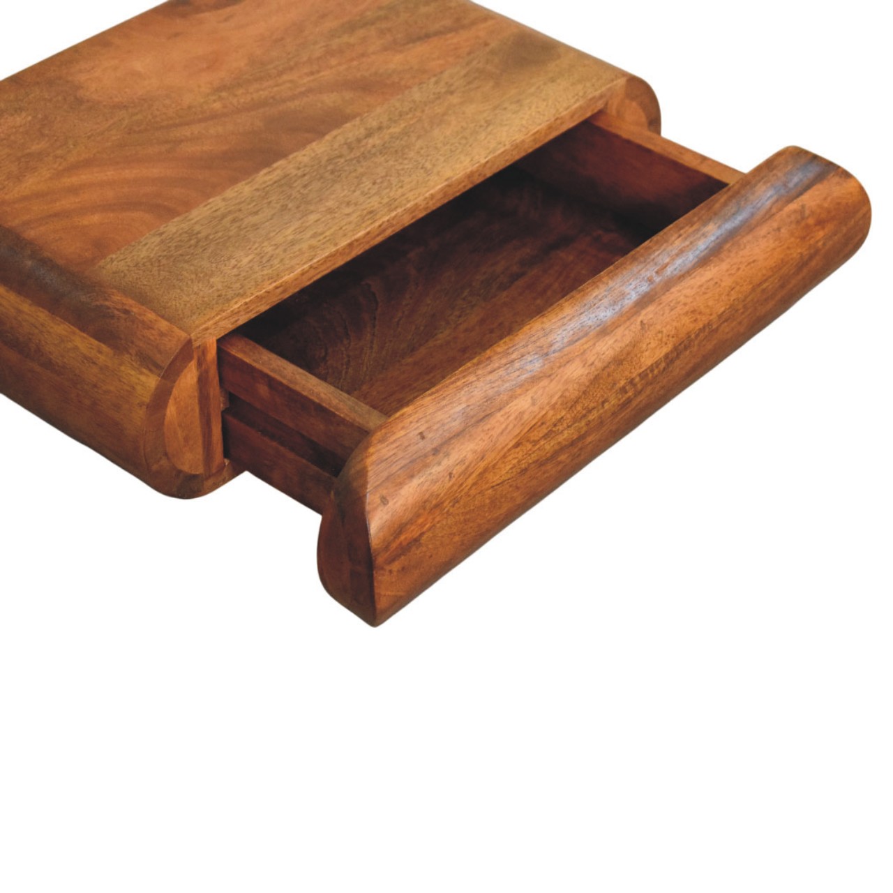 Solid Mango Wood Amber Oak Finished Solis Wall-Mounted Bedside - Image 7