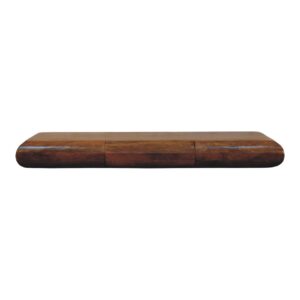 Solid Mango Wood Amber Oak Finished Solis Triple Wall-Mounted 2 Drawer Console