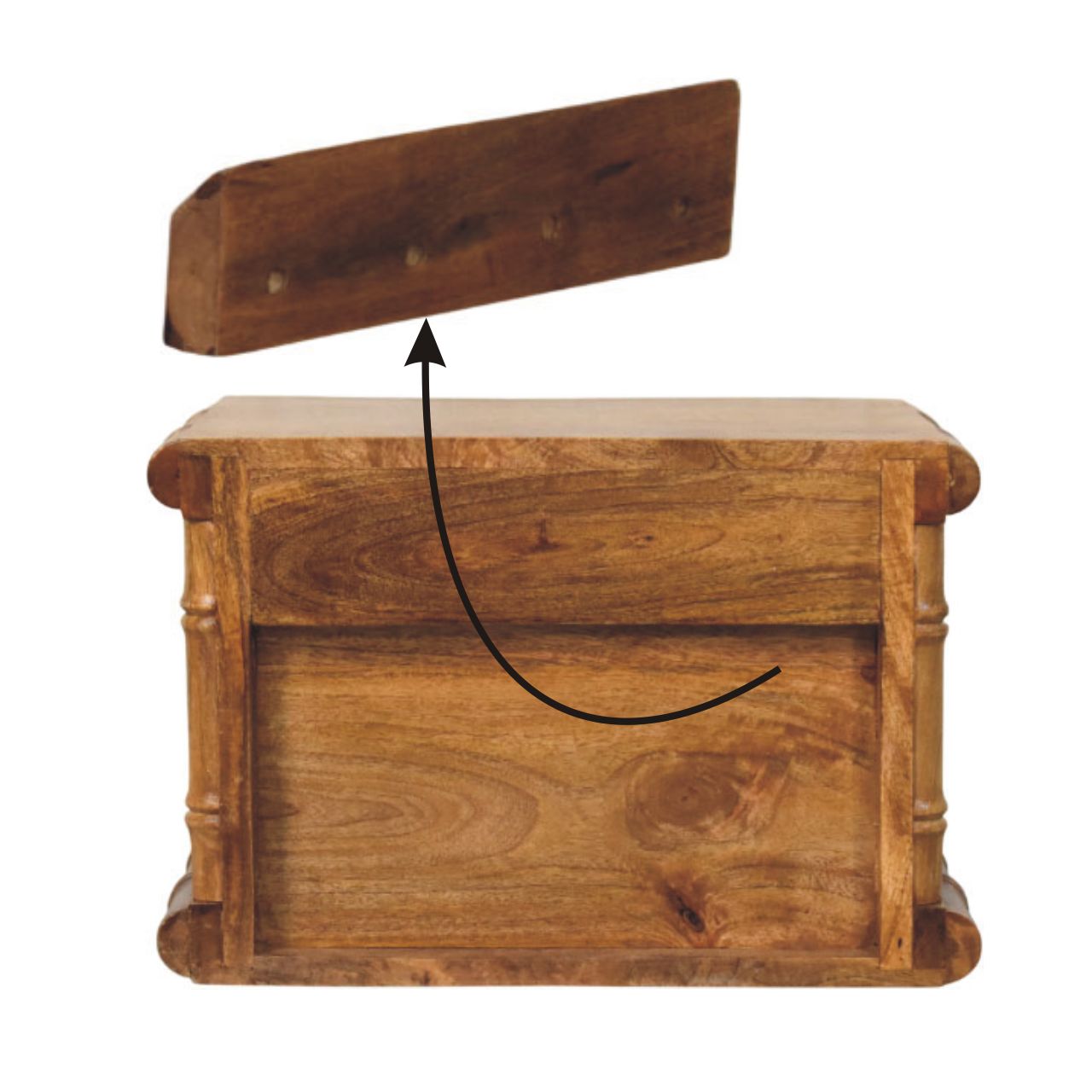 Solid Mango Wood Amber Oak Finished 2 Drawer Bamboo Bedside - Image 11