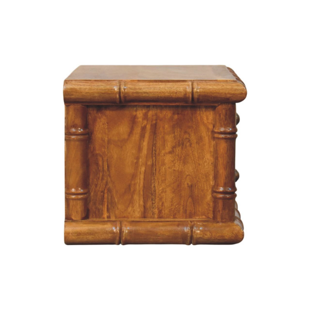 Solid Mango Wood Amber Oak Finished 2 Drawer Bamboo Bedside - Image 9