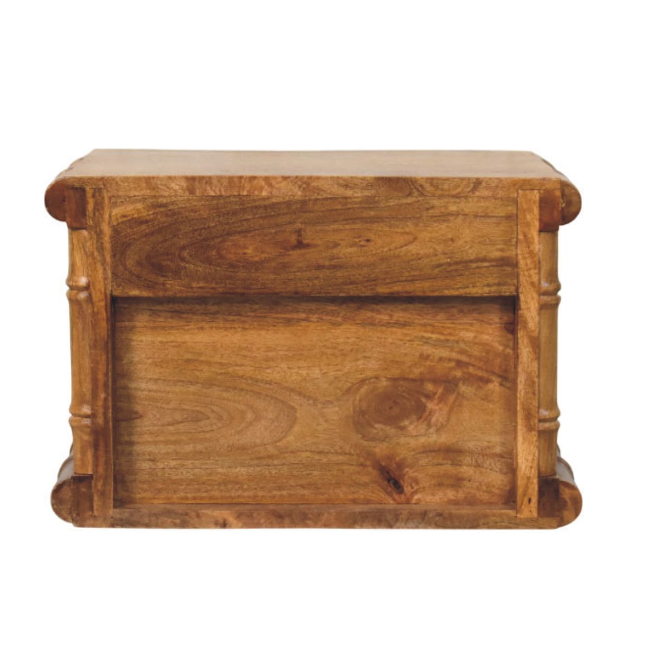 Solid Mango Wood Amber Oak Finished 2 Drawer Bamboo Bedside - Image 10