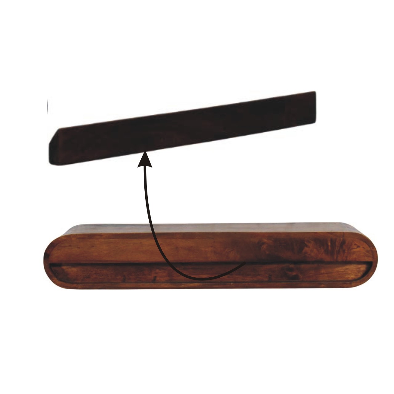 Solid Mango Wood Arc Shadow Wall-Mounted Media Console - Image 9