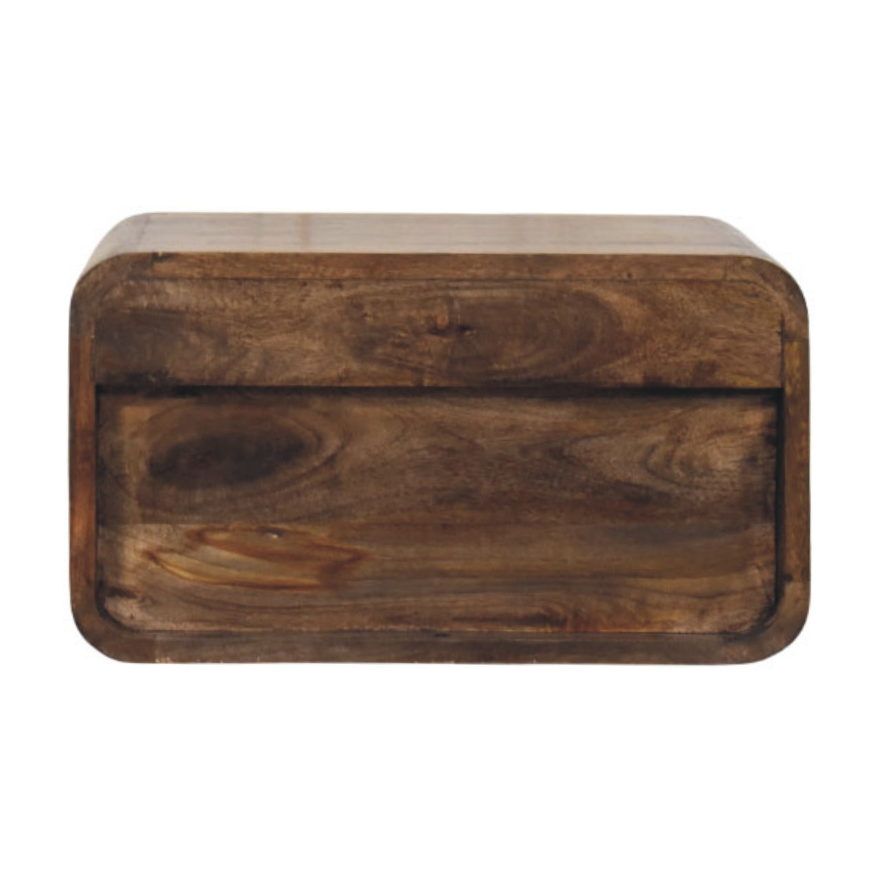 Solid Mango Wood Classic Grey Finished 1 Drawer Wall-Mount Open Slot Bedside - Image 7