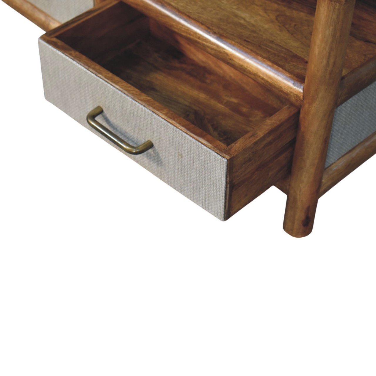 Solid Mango Wood Golden Teak Finish 2 Drawer Solara Rattan Coffee Table - Image 7