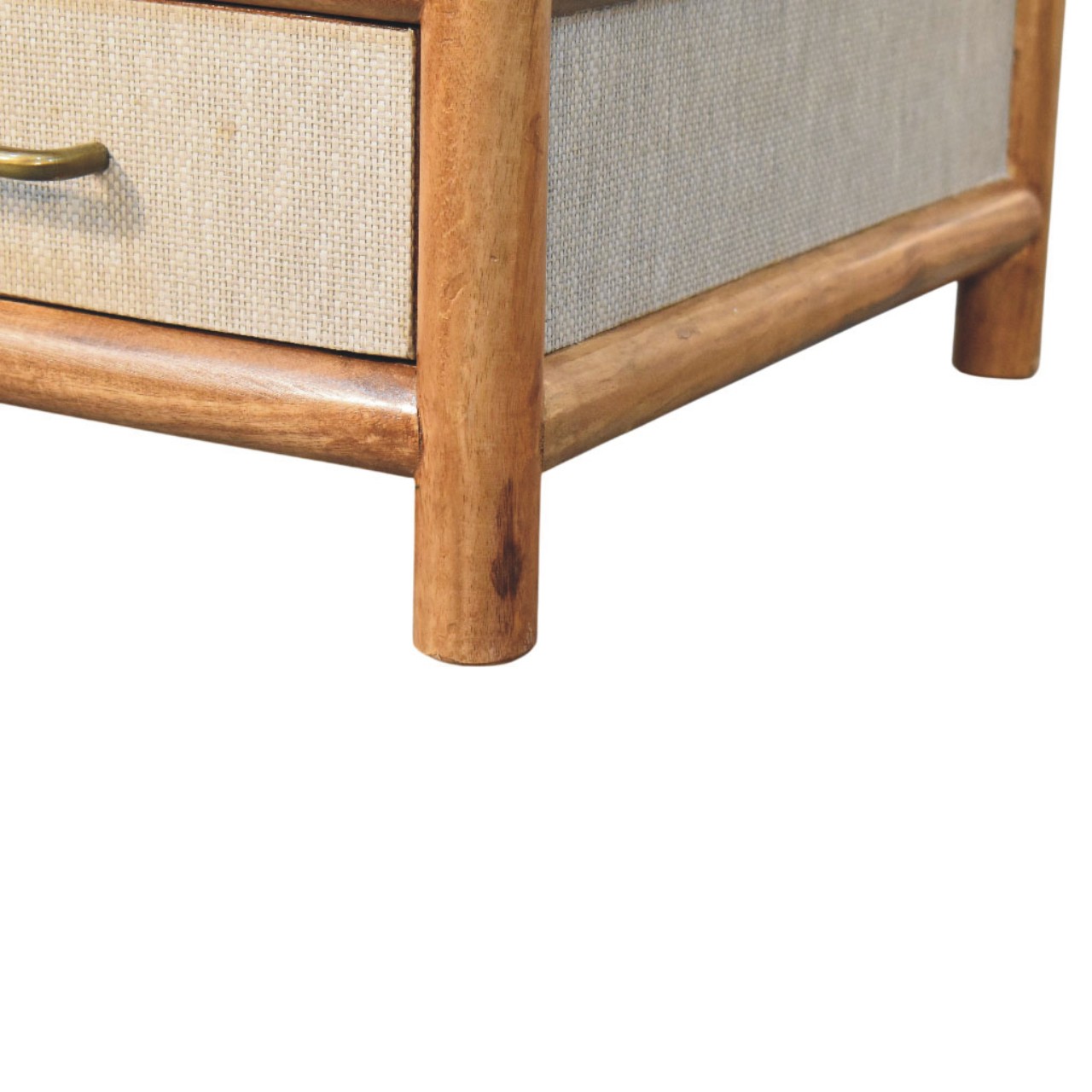 Solid Mango Wood Golden Teak Finish 2 Drawer Solara Rattan Coffee Table - Image 9