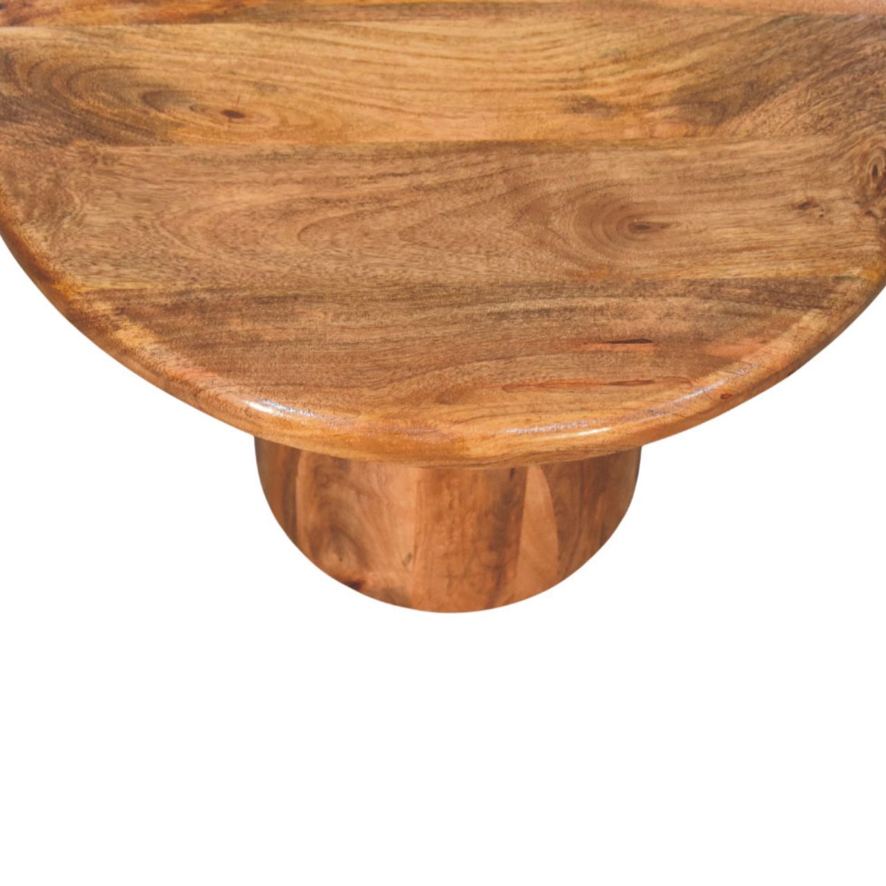 Solid Mango Wood Golden Teak Finished Sculpted Pedestal Coffee Table - Image 3