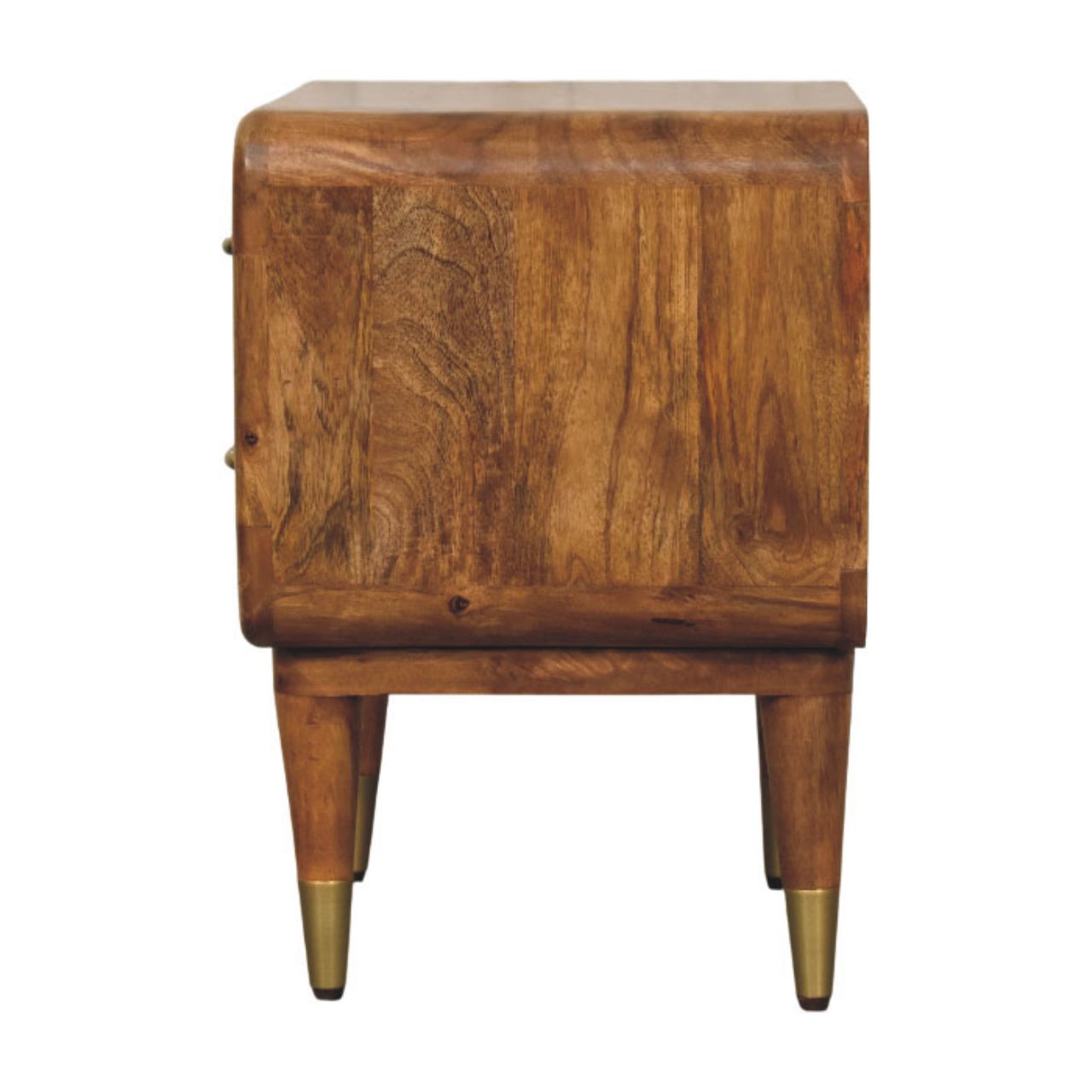 Solid Mango Wood Amber Oak Finished 2 Drawer Bedside Table - Image 8