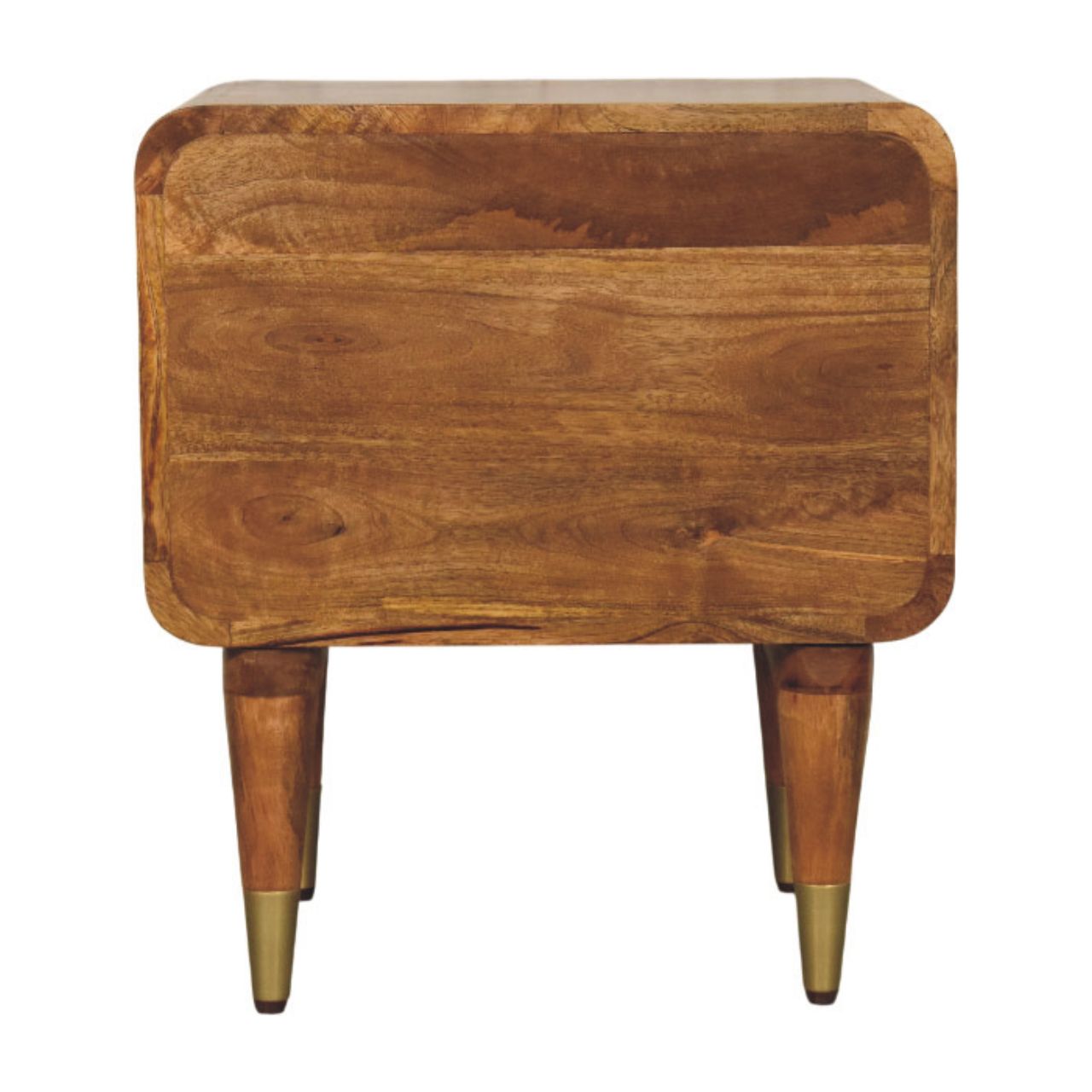 Solid Mango Wood Amber Oak Finished 2 Drawer Bedside Table - Image 9