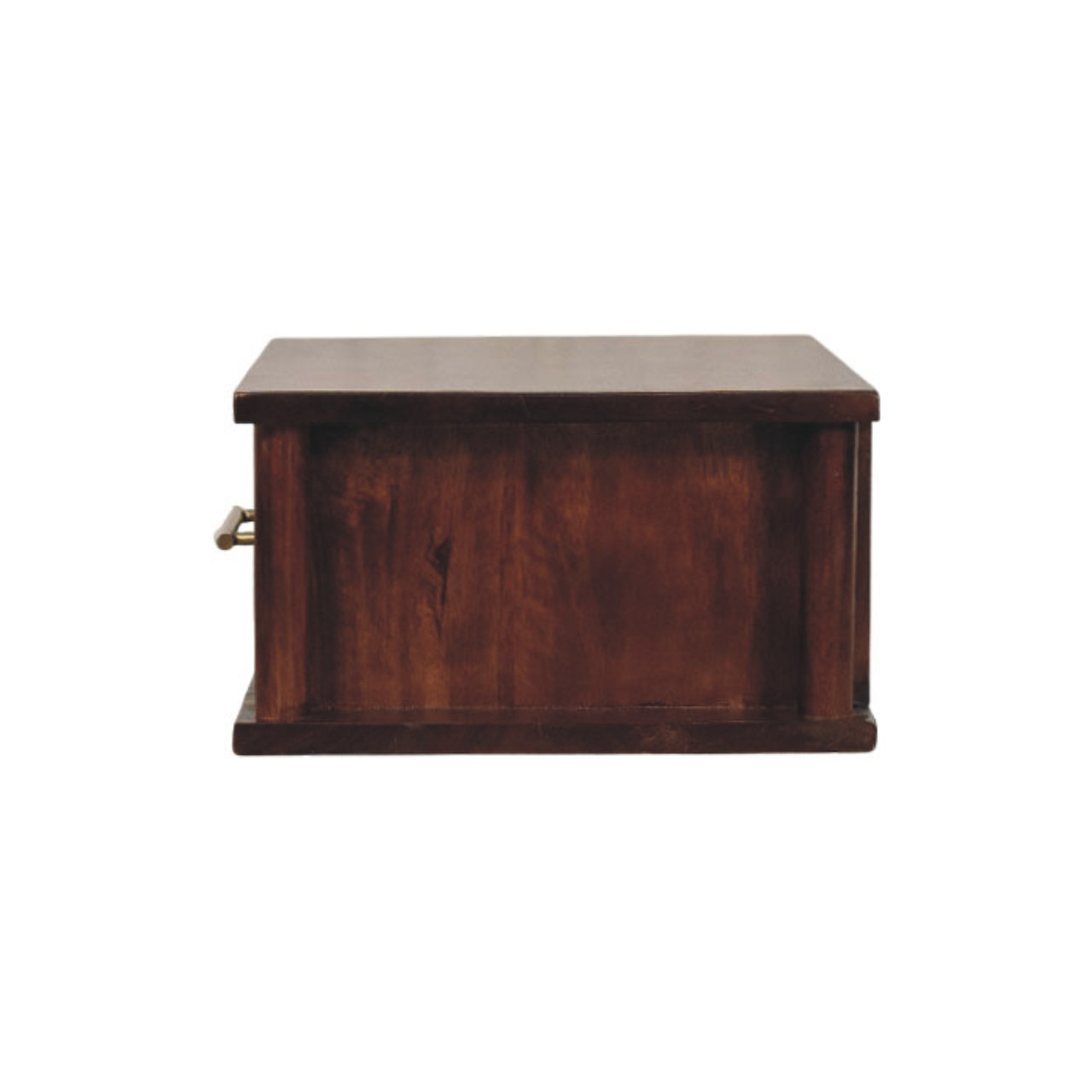 Solid Mango Wood Wine Wood Oak Finished 1 Drawer Wall-Mounted Bedside with Brass Handle - Image 8