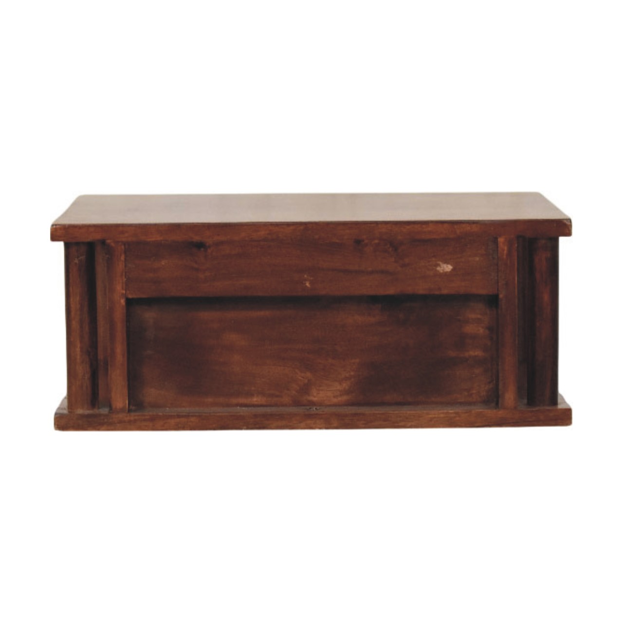Solid Mango Wood Wine Wood Oak Finished 1 Drawer Wall-Mounted Bedside with Brass Handle - Image 9