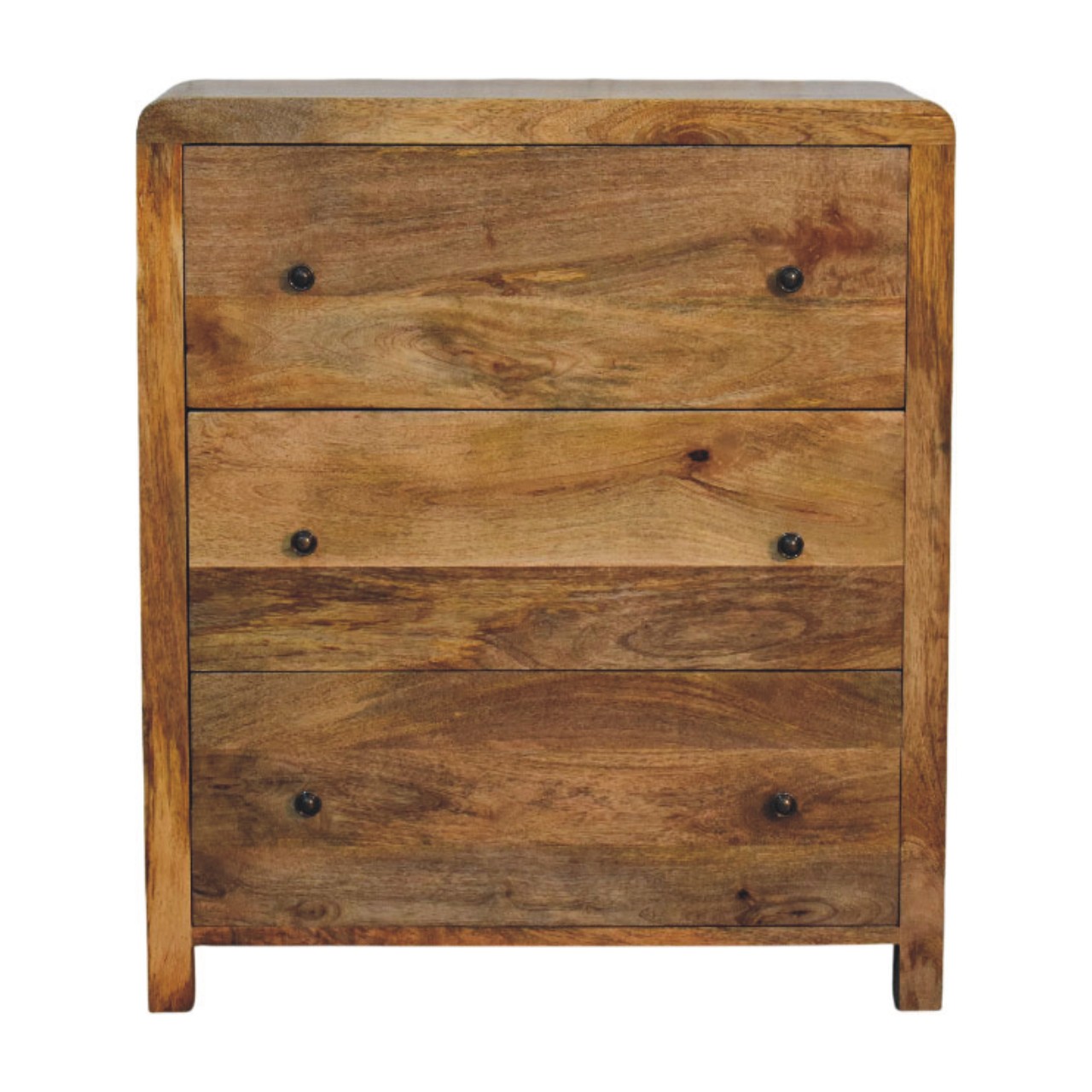 Solid Mango Wood Oak Finished Three Drawer Chest