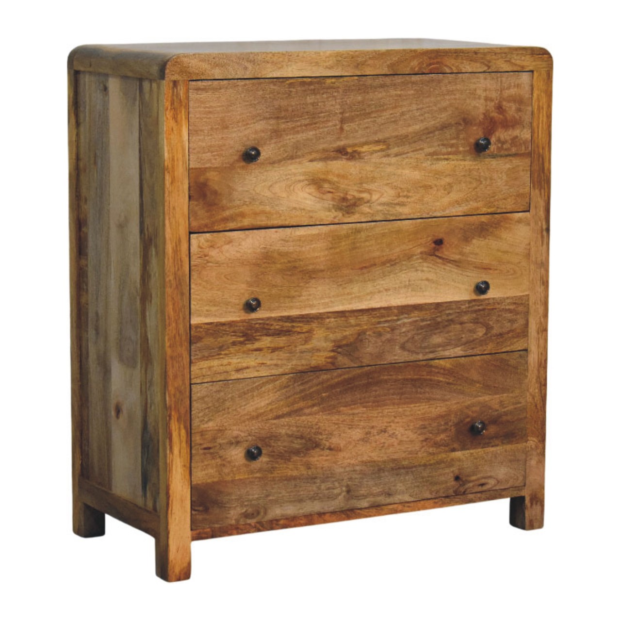 Solid Mango Wood Oak Finished Three Drawer Chest - Image 2