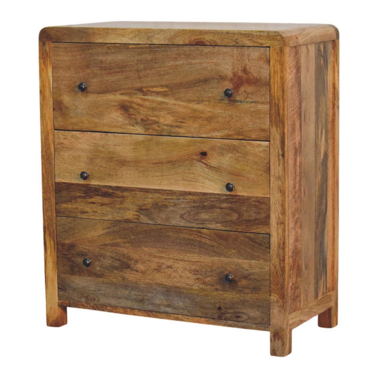 Solid Mango Wood Oak Finished Three Drawer Chest - Image 3
