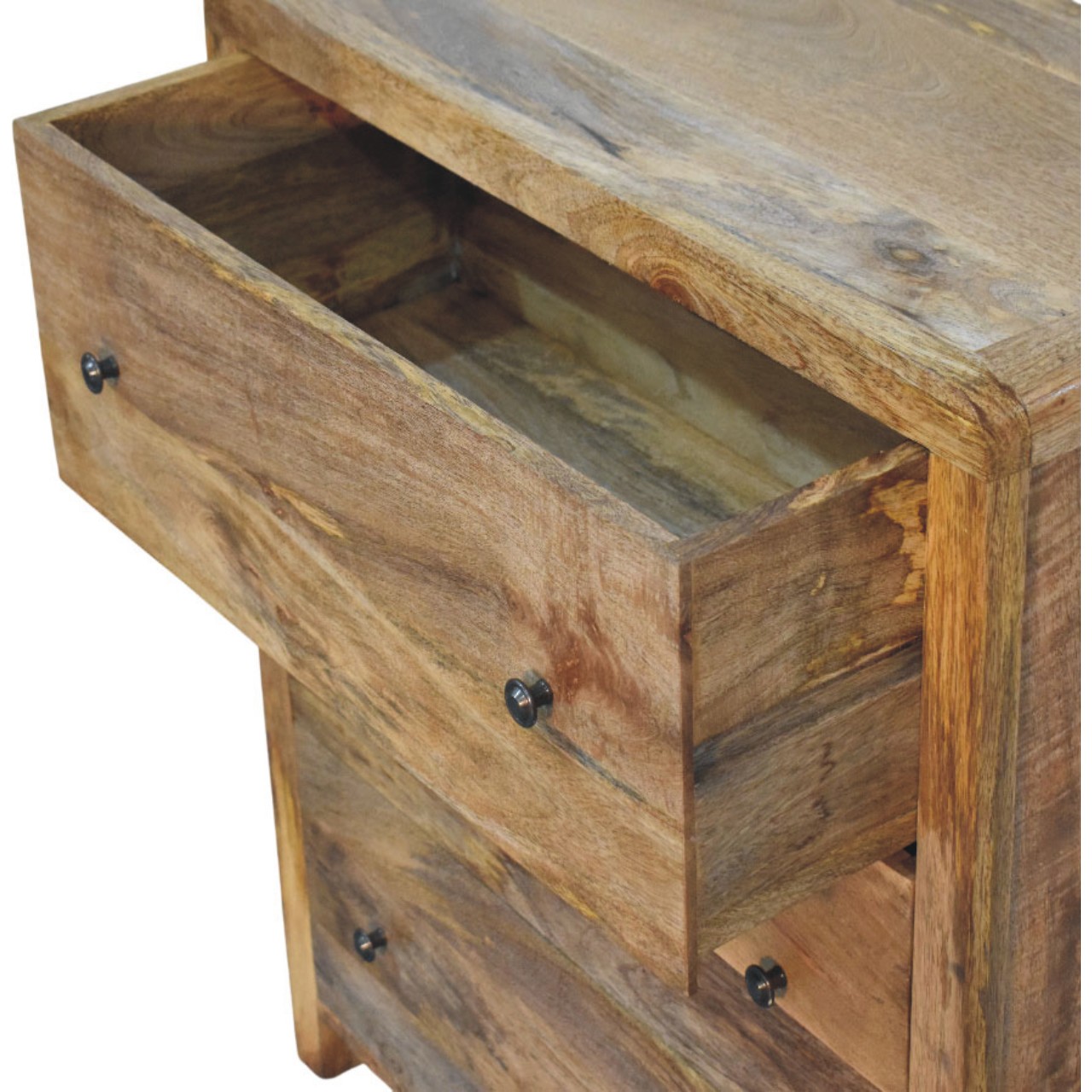 Solid Mango Wood Oak Finished Three Drawer Chest - Image 6