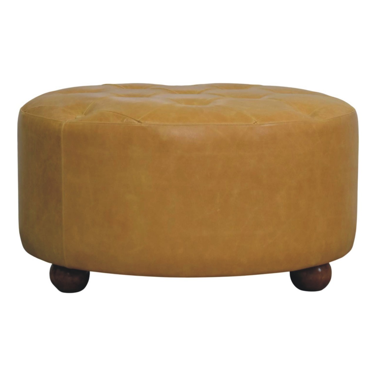 Solid Mango Wood Amber Oak and Tan Leather Coffee Table - Image 2