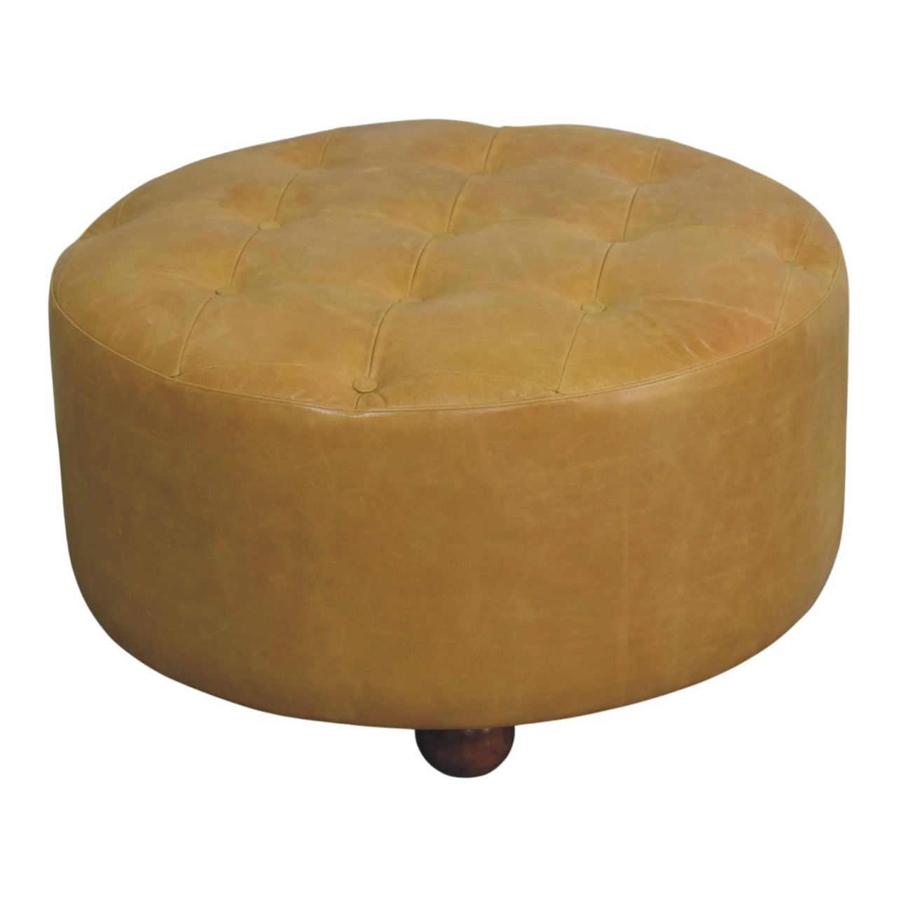 Solid Mango Wood Amber Oak and Tan Leather Coffee Table - Image 3