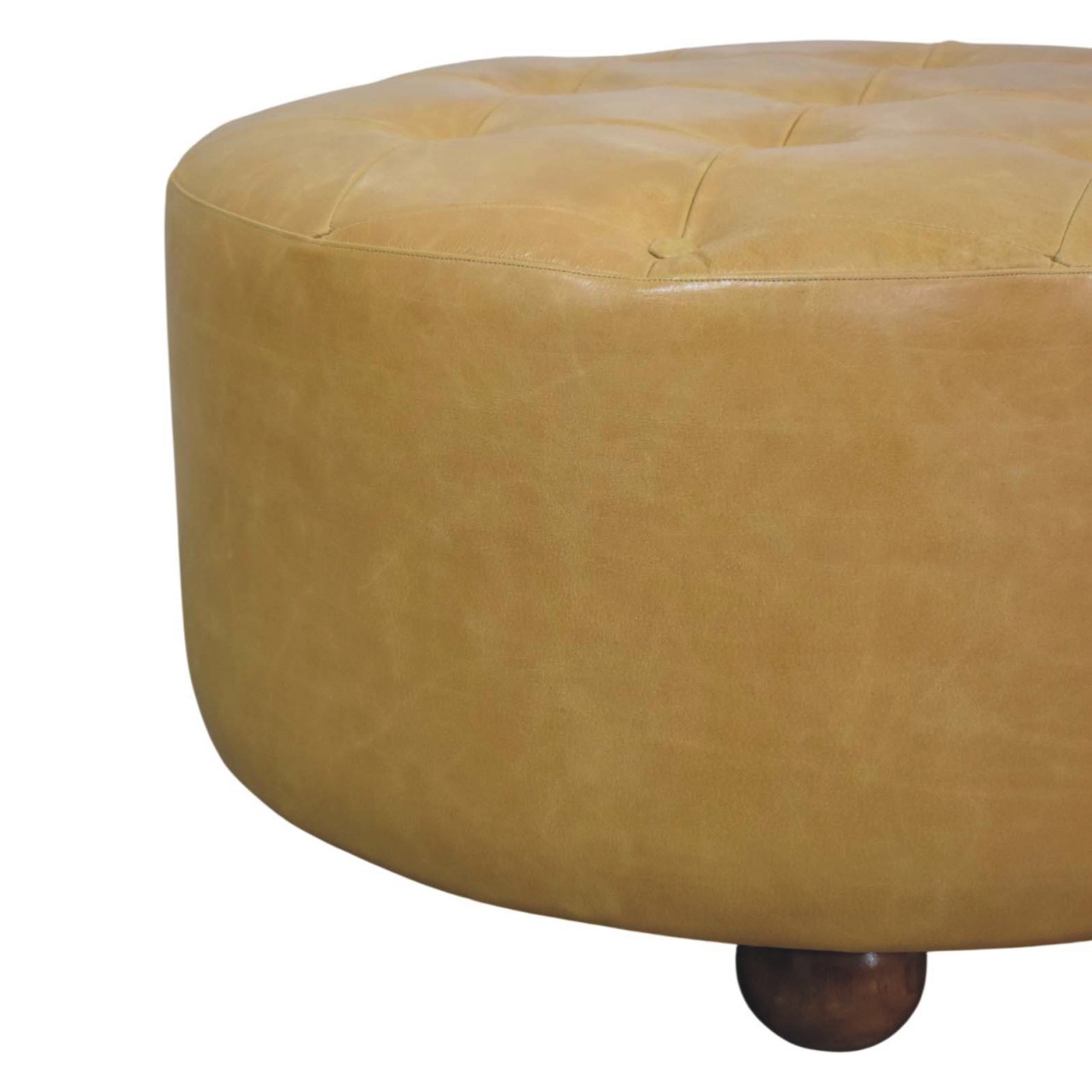Solid Mango Wood Amber Oak and Tan Leather Coffee Table - Image 5