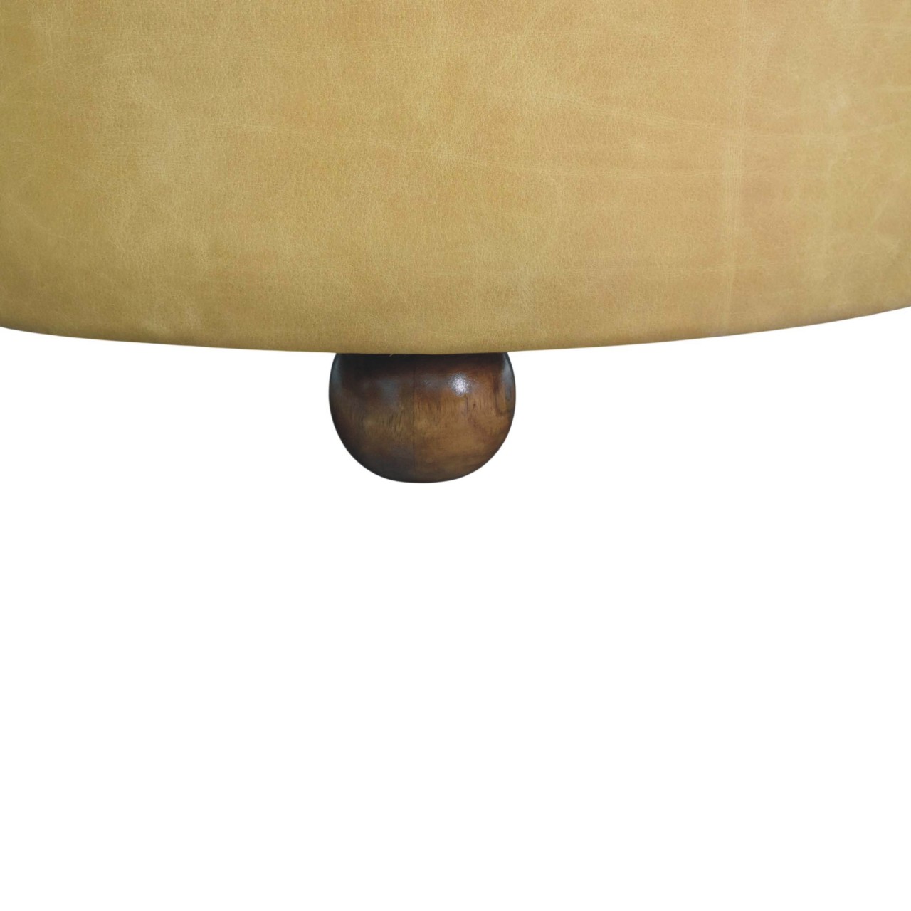 Solid Mango Wood Amber Oak and Tan Leather Coffee Table - Image 8