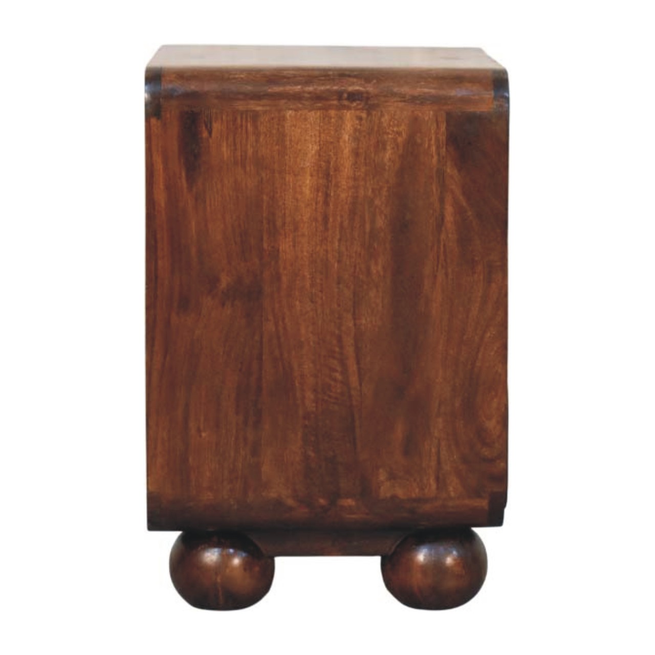 Solid Mango Wood California Walnut Finished 2 Drawer Rattan Bedside - Image 9