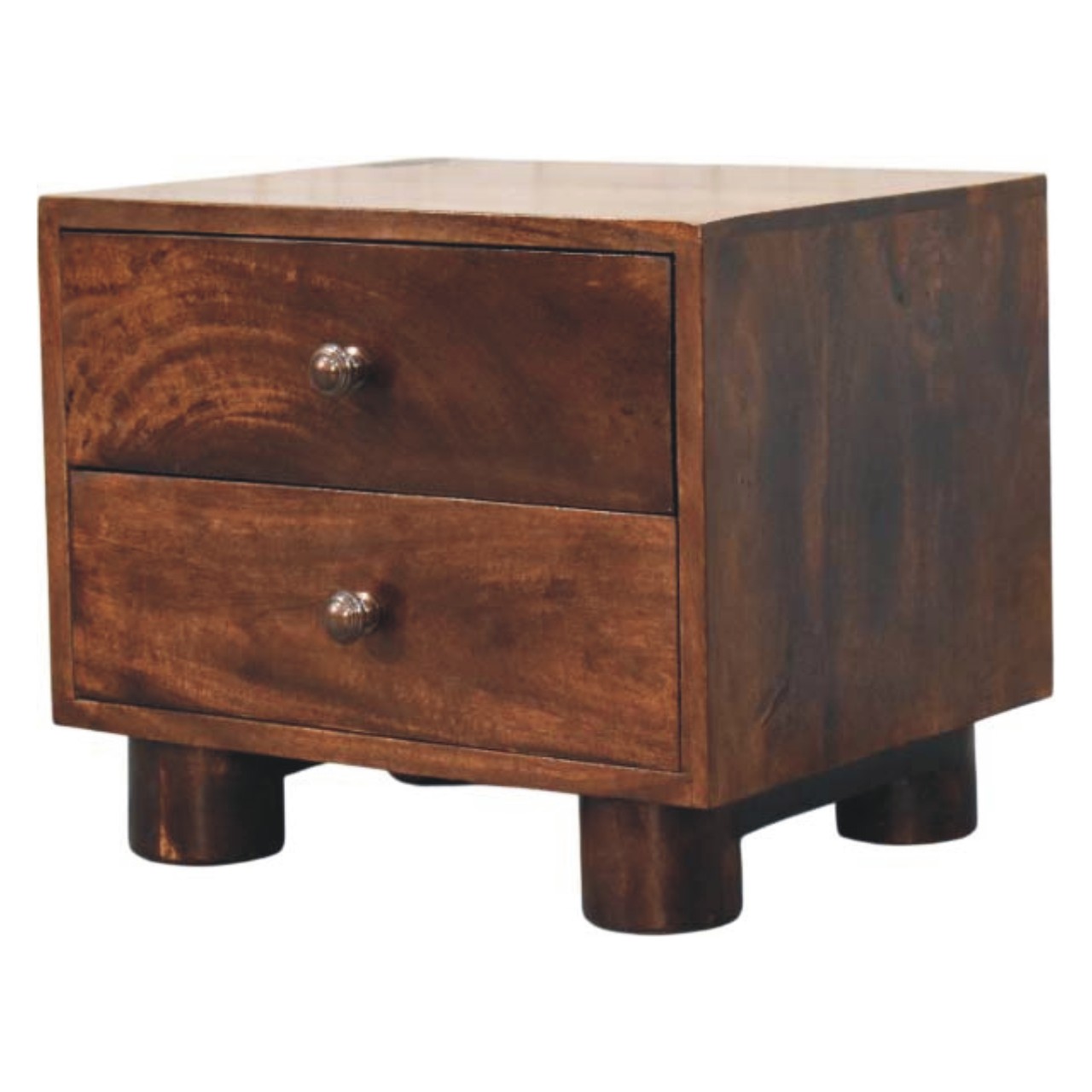 Solid Mango Wood California Walnut Two Drawer Bedside - Image 3