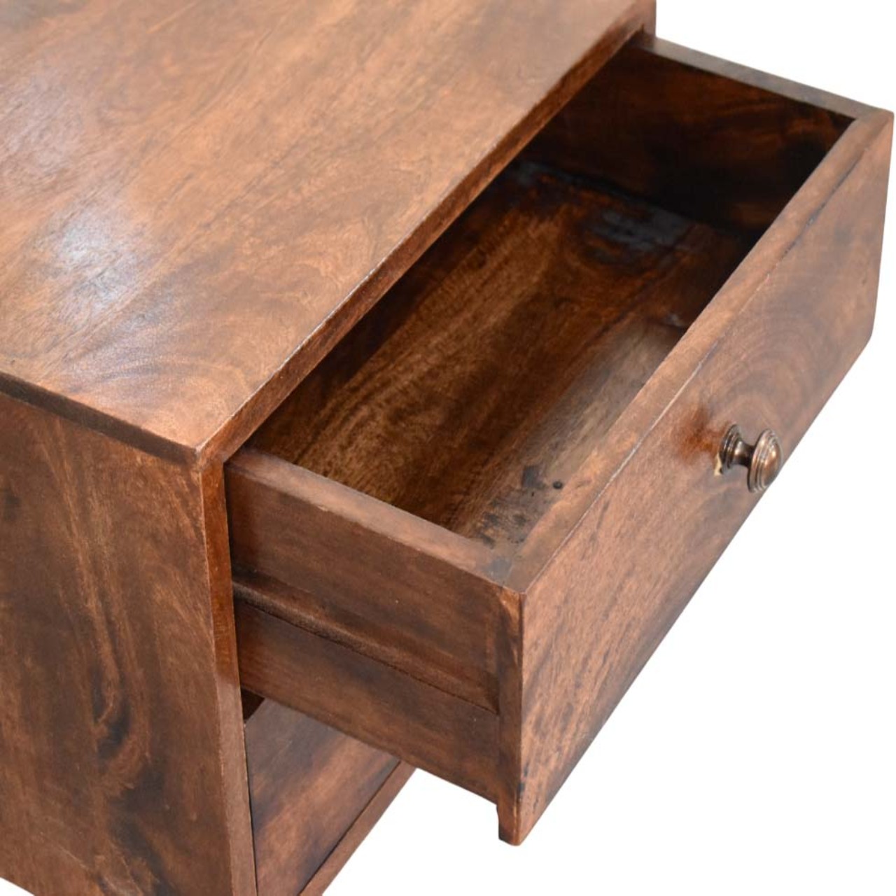 Solid Mango Wood California Walnut Two Drawer Bedside - Image 7