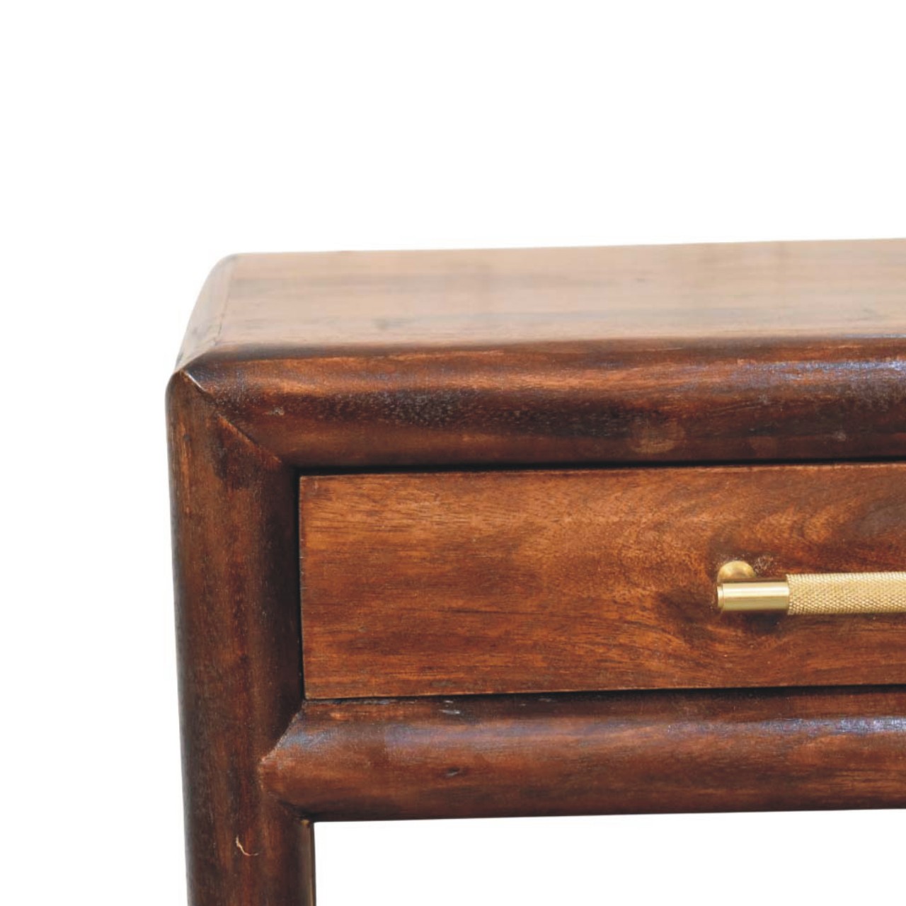 Solid Mango Wood California Walnut Finished 1 Drawer Open Bedside - Image 4