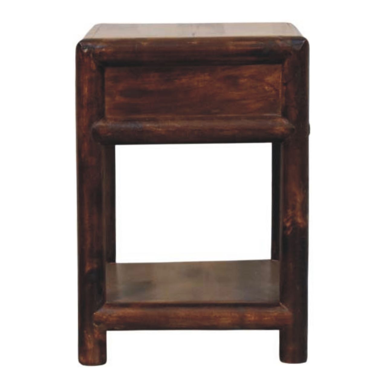Solid Mango Wood California Walnut Finished 1 Drawer Open Bedside - Image 8