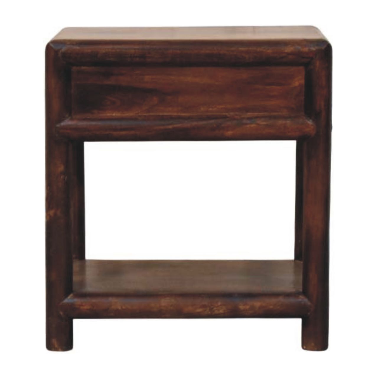 Solid Mango Wood California Walnut Finished 1 Drawer Open Bedside - Image 9