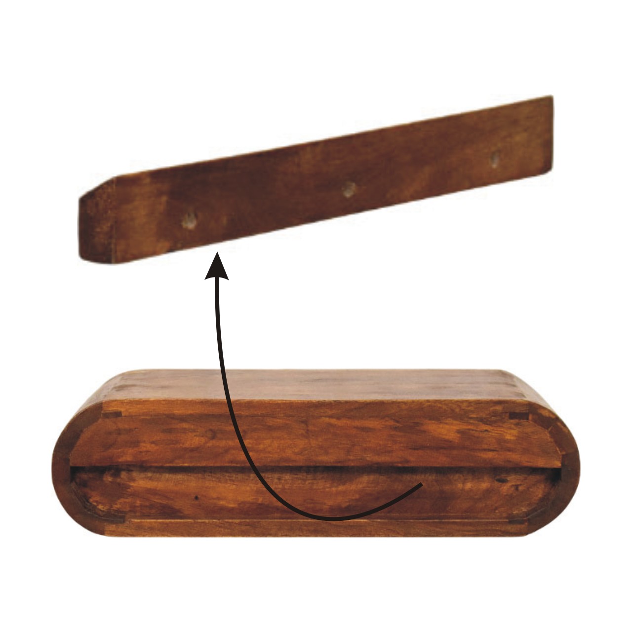 Solid Mango Wood Chestnut Finished Solis Floating Bedside Unit/Shelf - Image 10