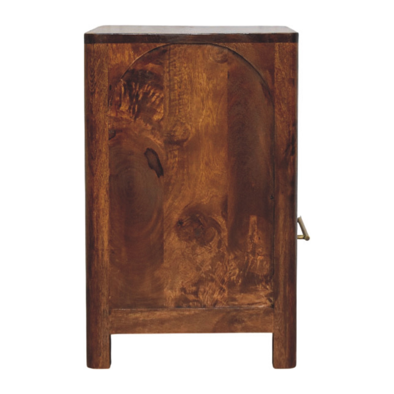 Solid Mango Wood Chestnut Finished 1 Drawer Arc Bedside Table - Image 8