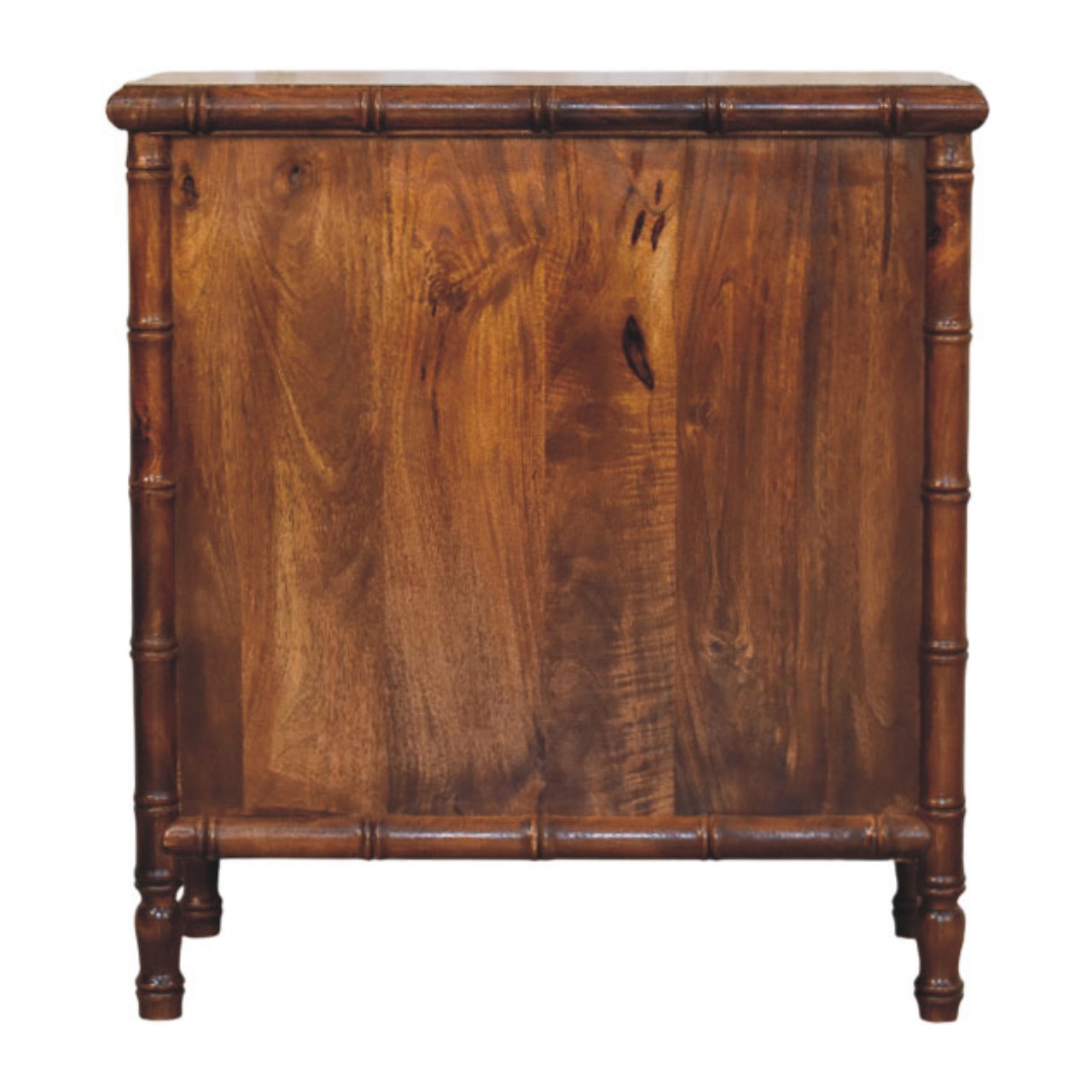Solid Mango Wood Chestnut Finished 3 Drawer Bamboo Patterned Chest - Image 9