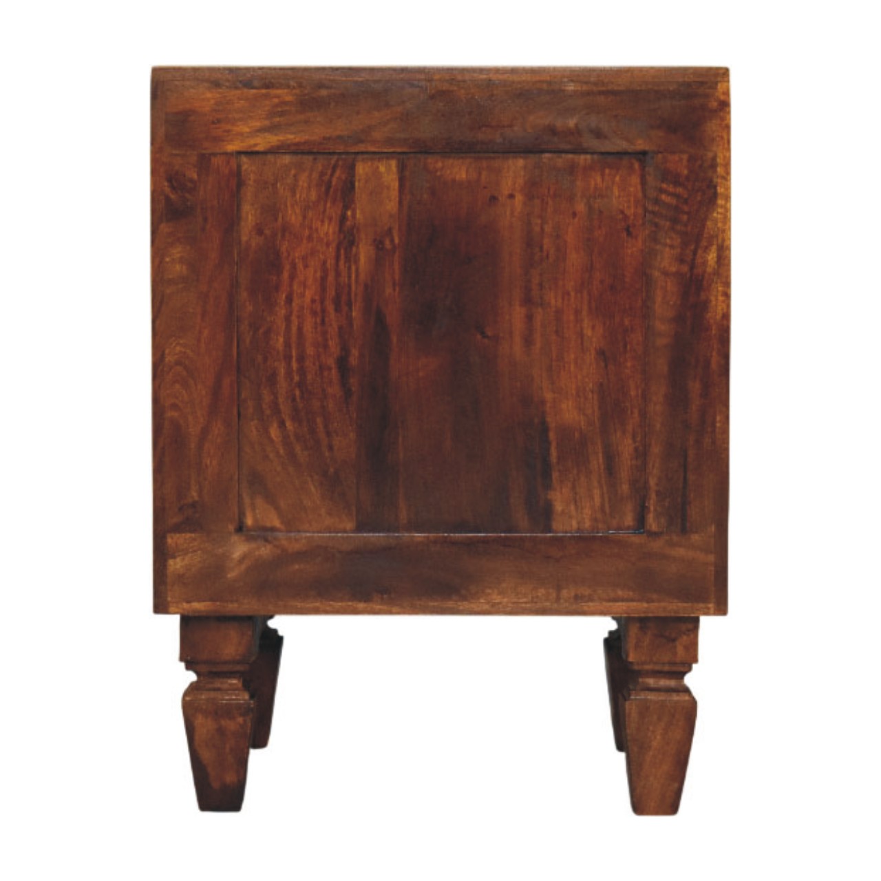 Solid Mango Wood Chestnut Finished 2 Drawer Harper Ribbed Chestnut Bedside - Image 7