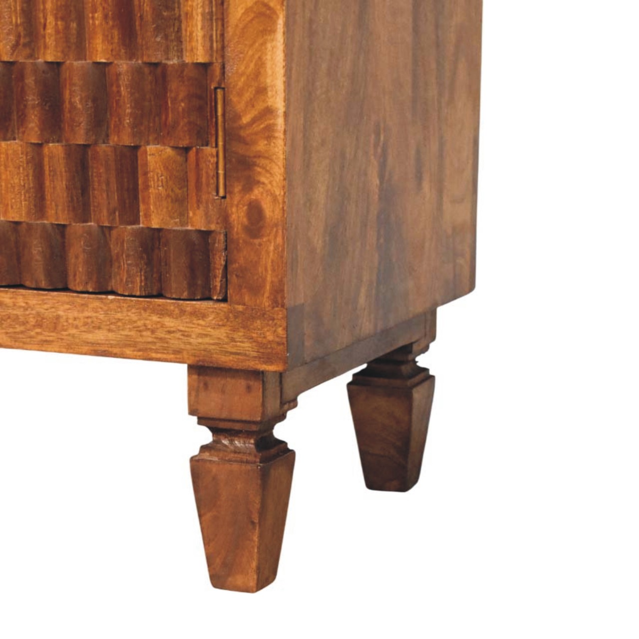 Solid Mango Wood Chestnut Finished 2 Door Cadiz Carved Cabinet - Image 6