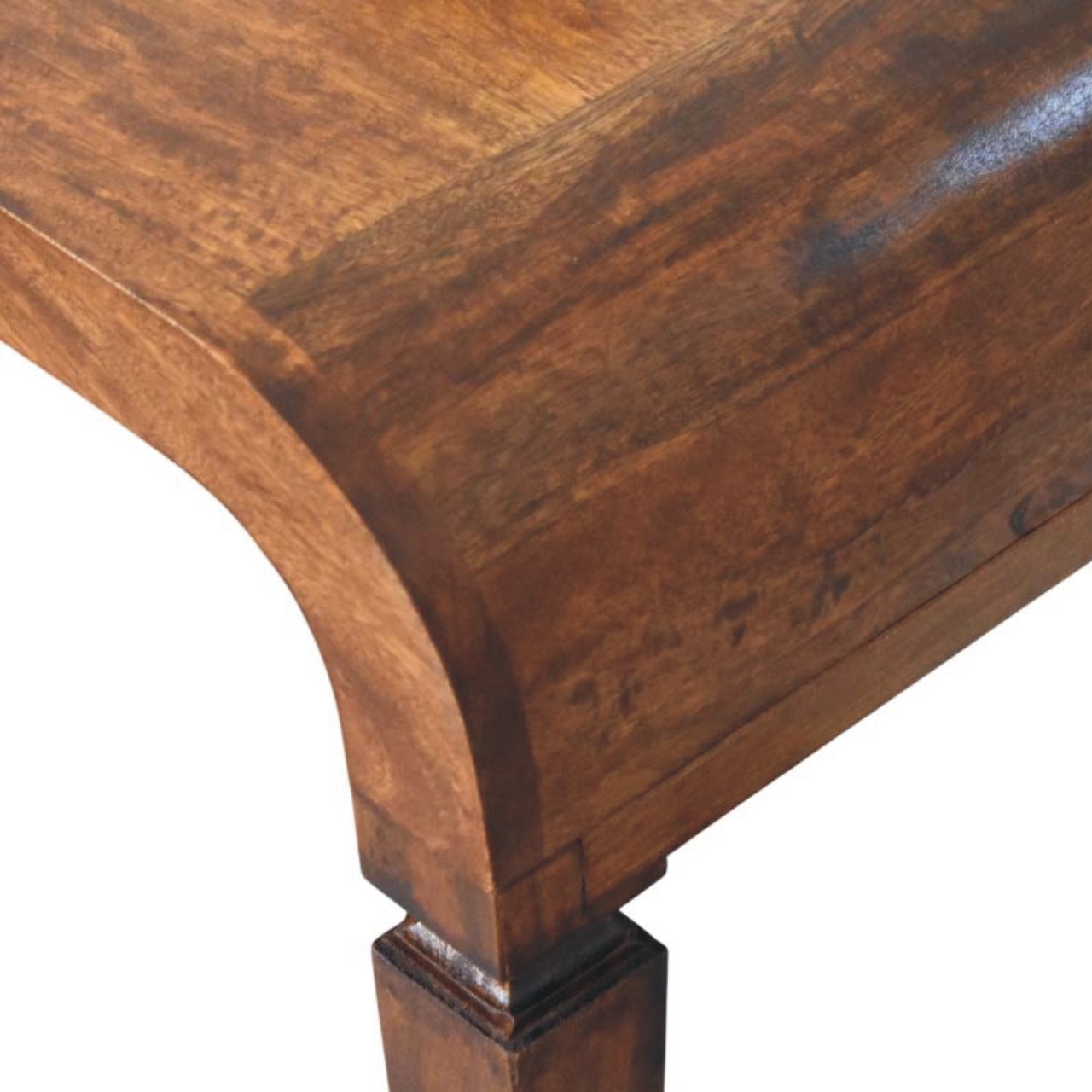 Solid Mango Wood Chestnut Finished Arcus Curved Console Table - Image 5