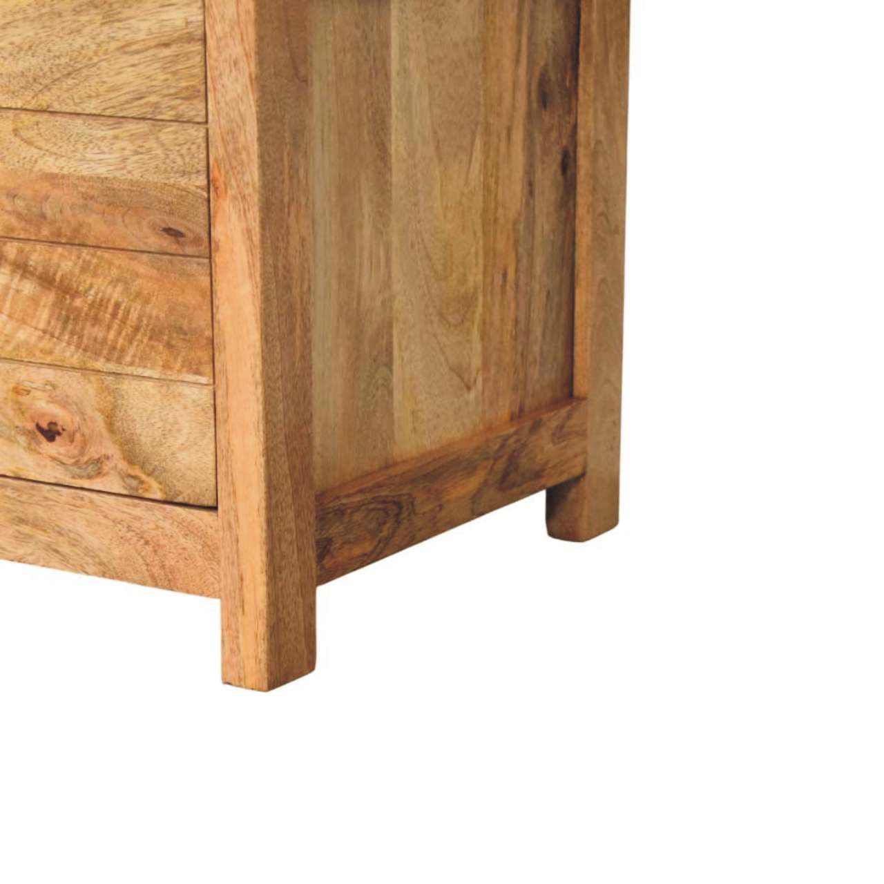 Solid Mango Wood Oak Finish Storage Bench with Brown Leather Seat - Image 6