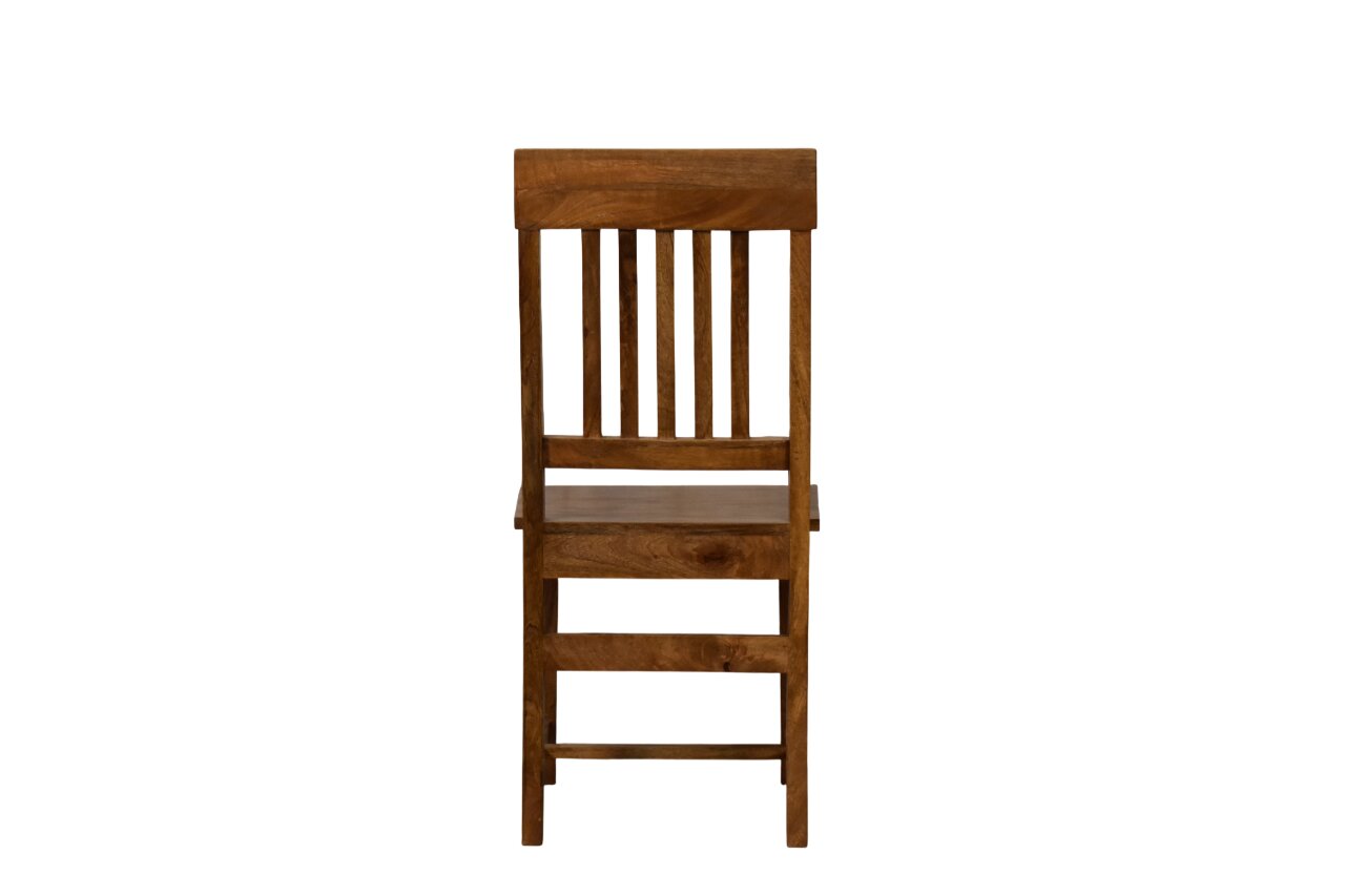 Solid Mango Wood Amber Oak Finished Slatted Back Dining Chair - Image 4