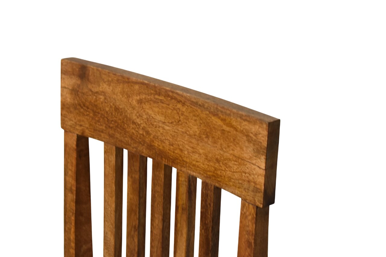 Solid Mango Wood Amber Oak Finished Slatted Back Dining Chair - Image 5