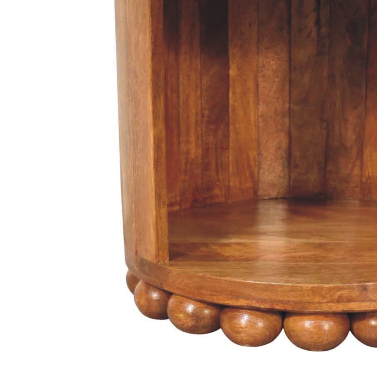 Solid Mango Wood Amber Oak Finished Bola Round Side Table - Image 6