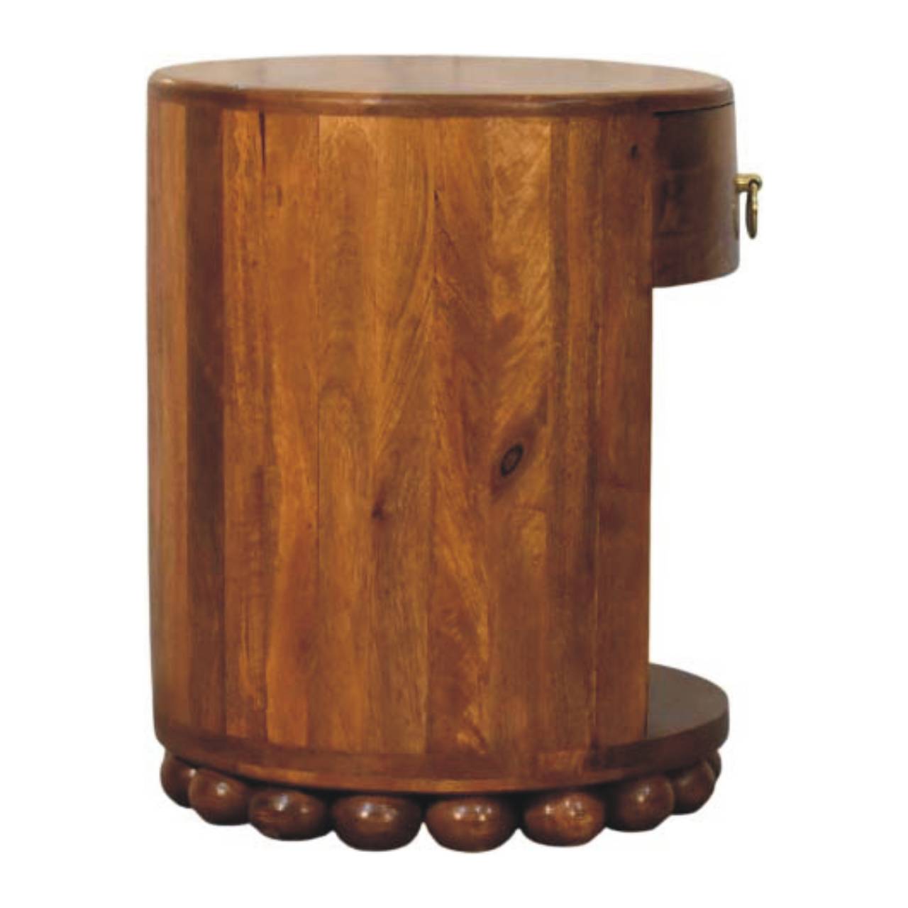 Solid Mango Wood Amber Oak Finished Bola Round Side Table - Image 8