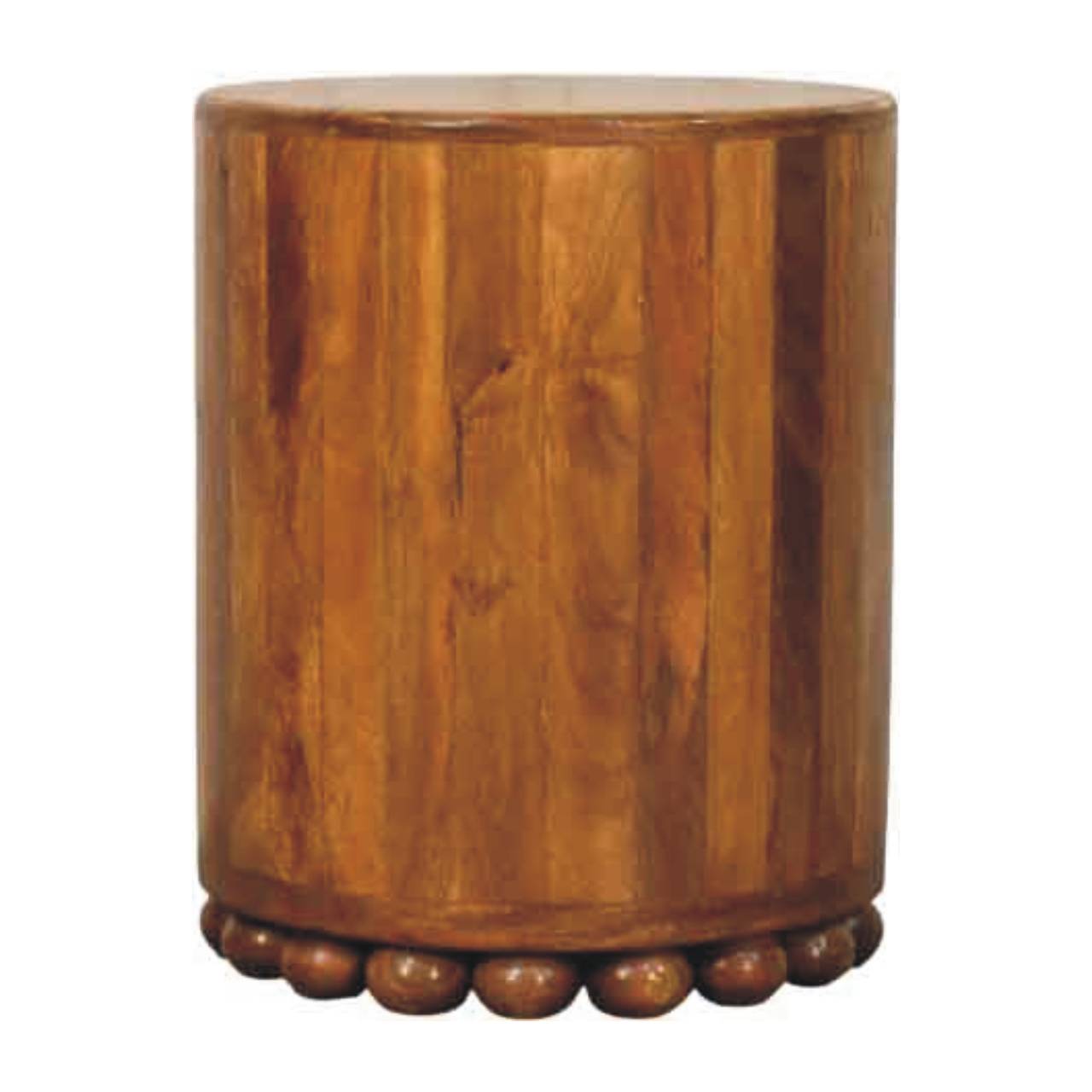Solid Mango Wood Amber Oak Finished Bola Round Side Table - Image 7