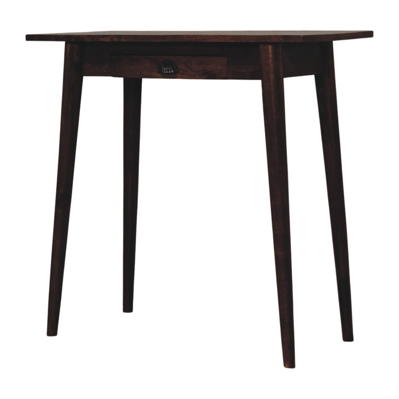 Solid Mango Wood Chestnut Finished Nordic 1 Drawer Writing Desk - Image 2
