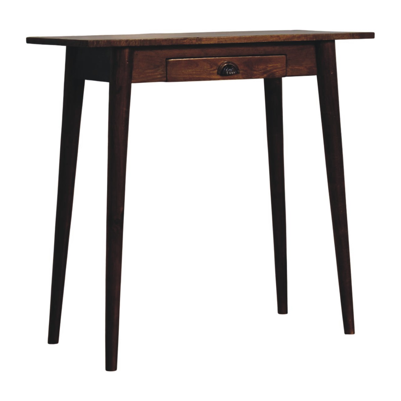 Solid Mango Wood Chestnut Finished Nordic 1 Drawer Writing Desk - Image 3