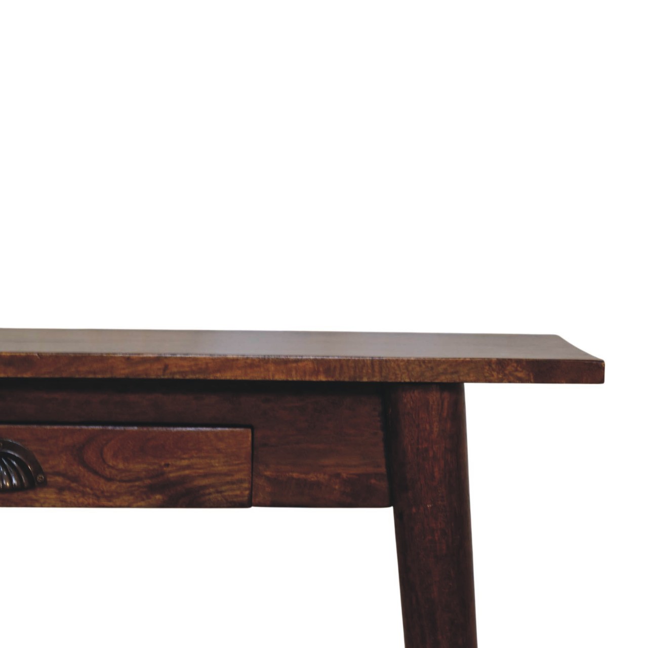 Solid Mango Wood Chestnut Finished Nordic 1 Drawer Writing Desk - Image 4
